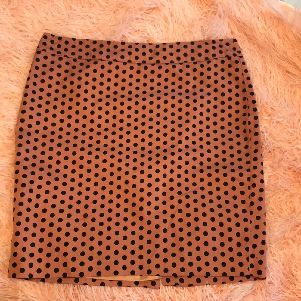 Burnt orange with black polka dots pencil skirt